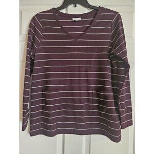 J Jill Womens Purple Rib Tunic Pullover Sweater With Front Pockets Size PM